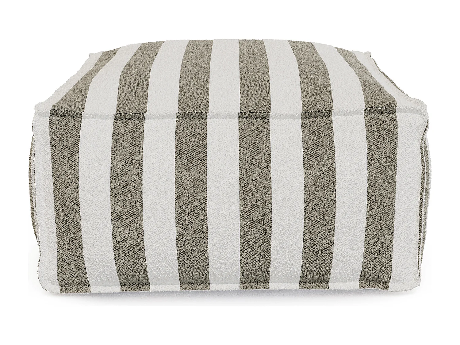 Pouf de jardin en tissu bouclette - Rayé blanc et beige - NOUMARA de MYLIA
