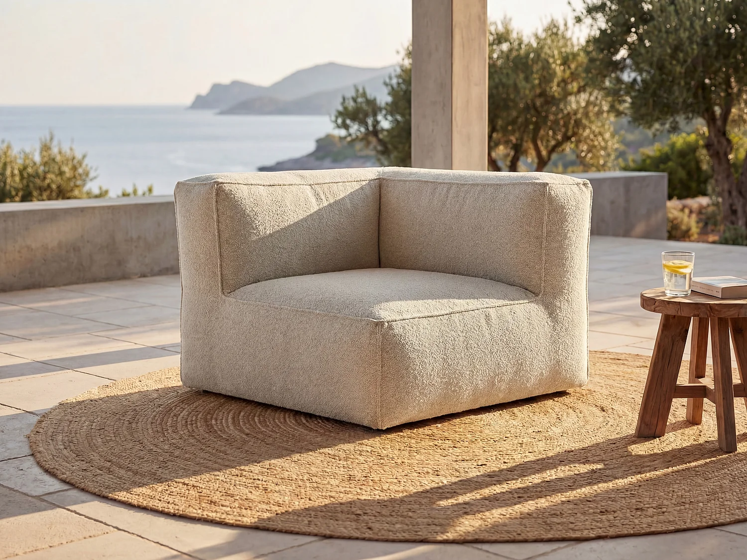Angle de jardin en tissu bouclette - Beige - NOUMARA de MYLIA