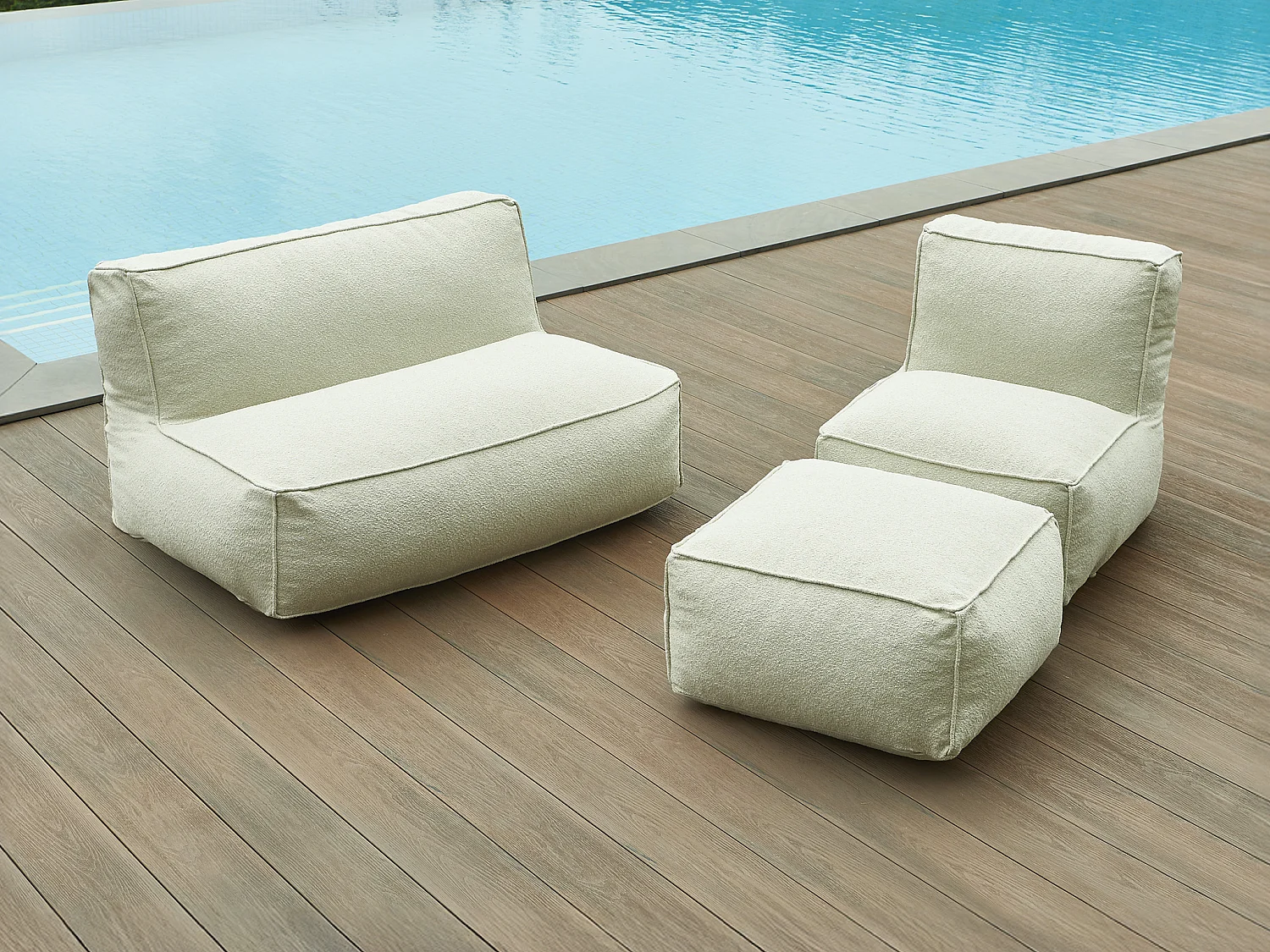 Pouf de jardin en tissu bouclette - Beige - NOUMARA de MYLIA