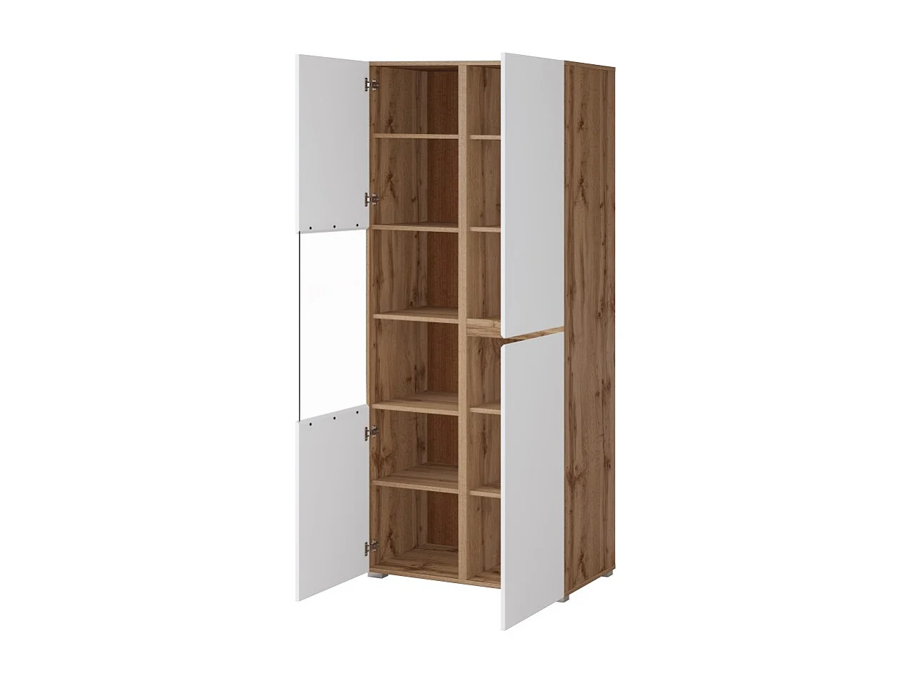 Vitrine HAVANA – Élégance épurée en chêne clair et blanc mat - Sans LED