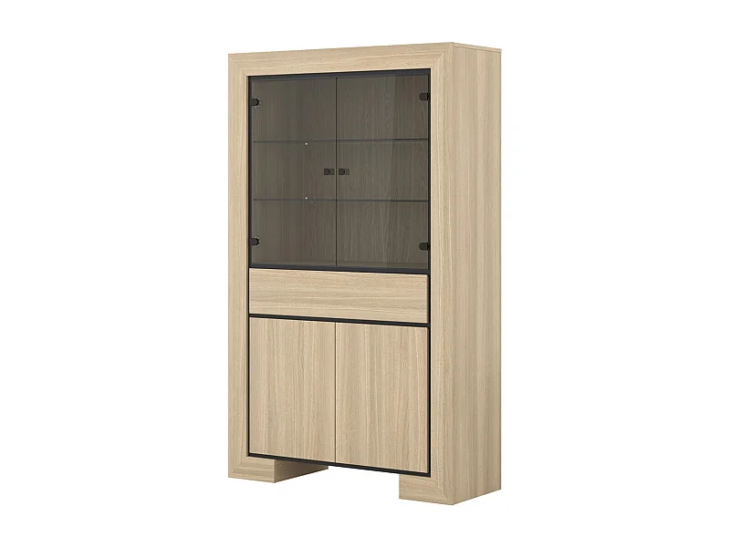 Vitrine large collection COPA – 4 portes et 1 tiroir – Chêne élégant – Sans éclairage LED