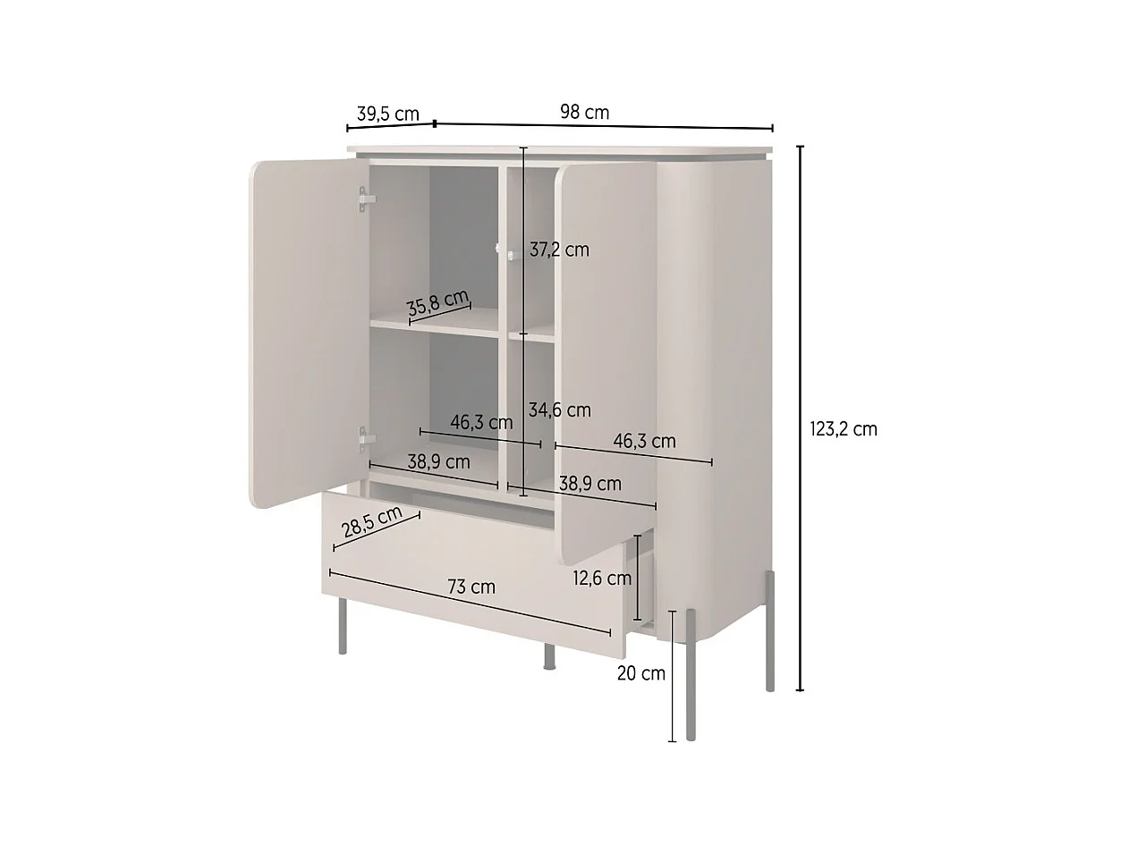 Conjunto de muebles BELLA – Aparador, mueble para TV y aparador alto – Acabado Congo mate chic