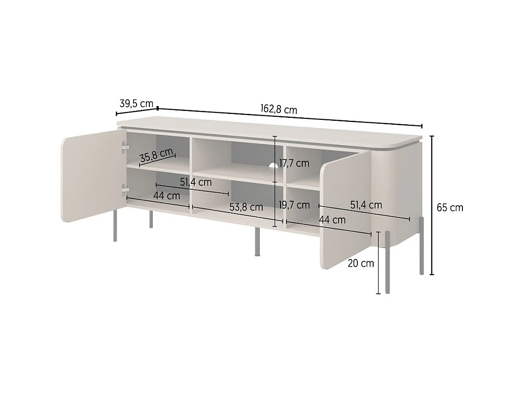Conjunto de muebles BELLA – Aparador, mueble para TV y aparador alto – Acabado Congo mate chic