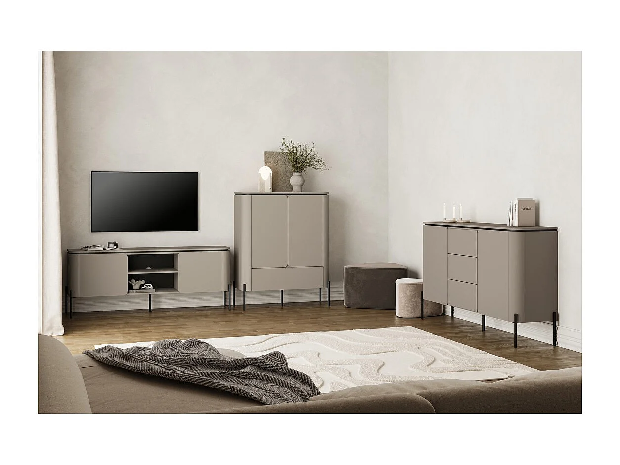 Ensemble de meubles BELLA – Buffet, meuble TV et buffet haut – Finition Congo mat chic