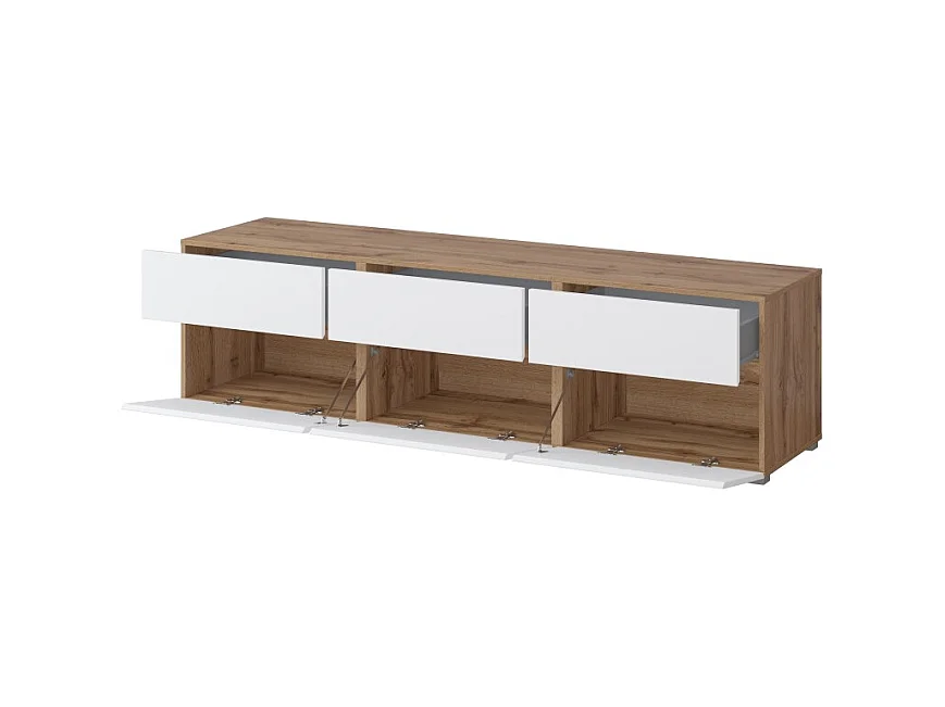 Mueble TV HAVANA – 180 cm – 3 puertas abatibles y 3 cajones – Roble y blanco – Diseño contemporáneo