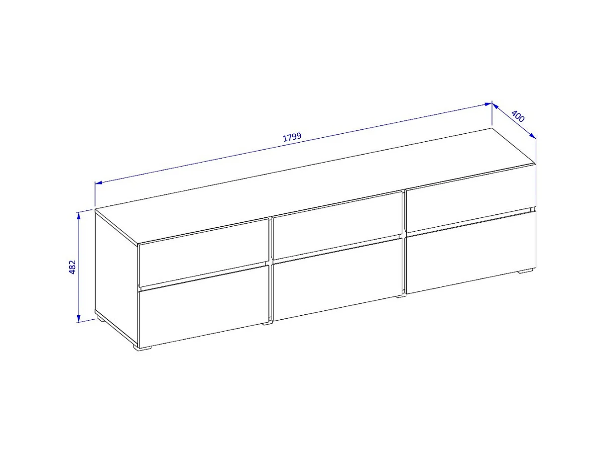 Mueble TV HAVANA – 180 cm – 3 puertas abatibles y 3 cajones – Roble y blanco – Diseño contemporáneo