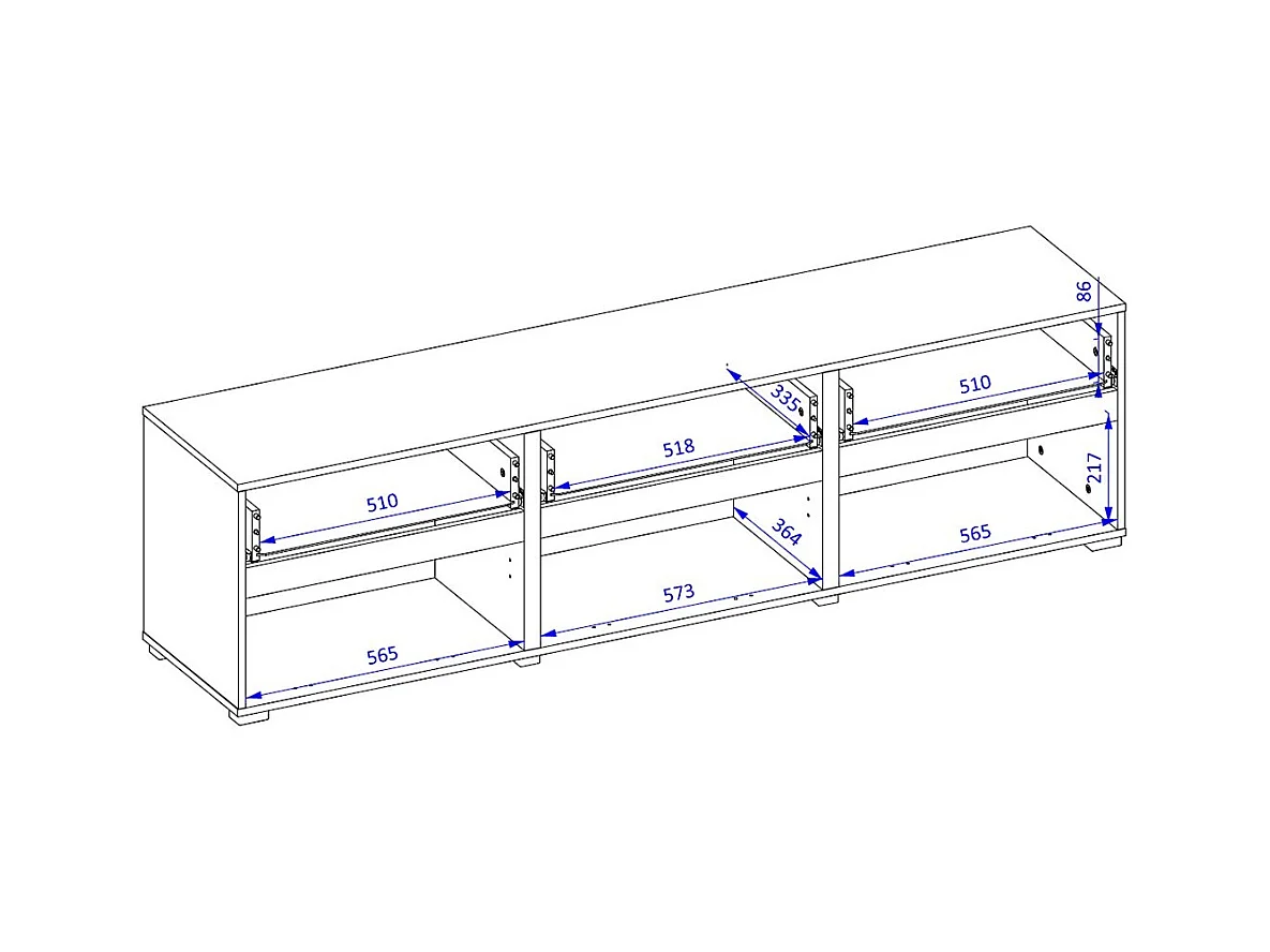 Mueble TV HAVANA – 180 cm – 3 puertas abatibles y 3 cajones – Roble y blanco – Diseño contemporáneo