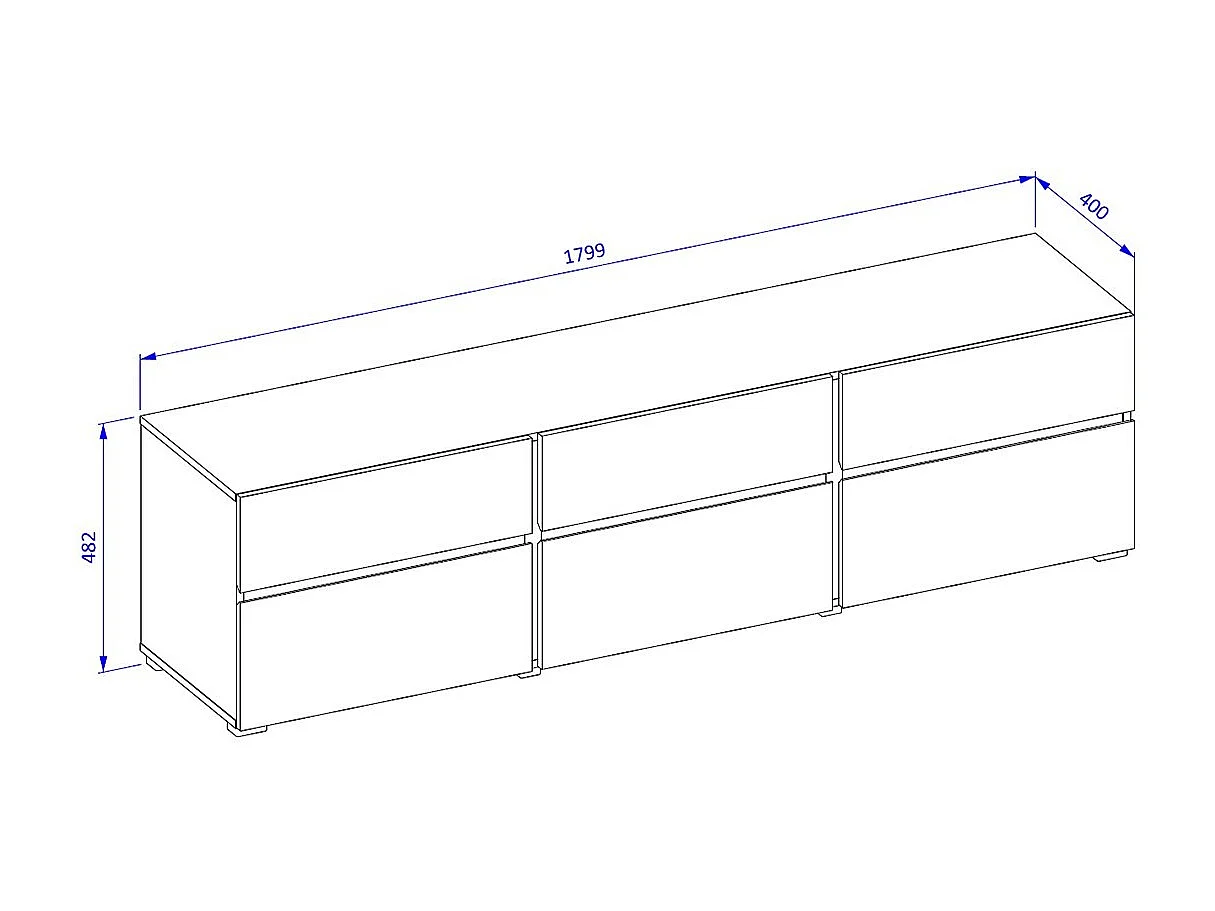 Meuble TV HAVANA – 180 cm – 3 portes abattantes et 3 tiroirs – Chêne et blanc – Design contemporain