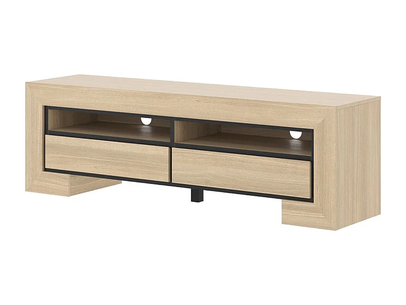 Mueble de TV colección COPA – 160x50,5x41 cm – 2 cajones y 2 nichos – Roble elegante – Diseño escandinavo