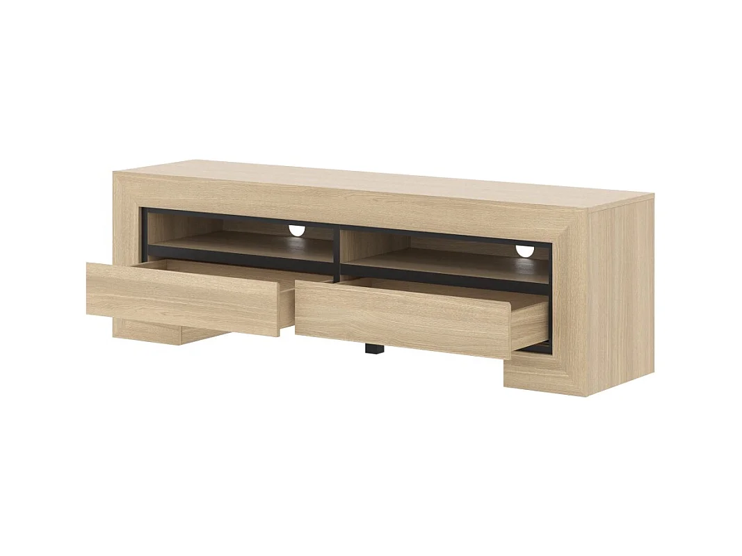 Mueble de TV colección COPA – 160x50,5x41 cm – 2 cajones y 2 nichos – Roble elegante – Diseño escandinavo