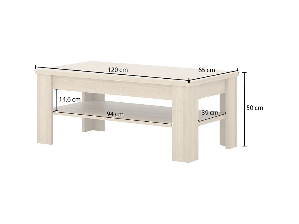 Mesa de centro COPA – 120x50x65 cm – Carvalho elegante – Design escandinavo