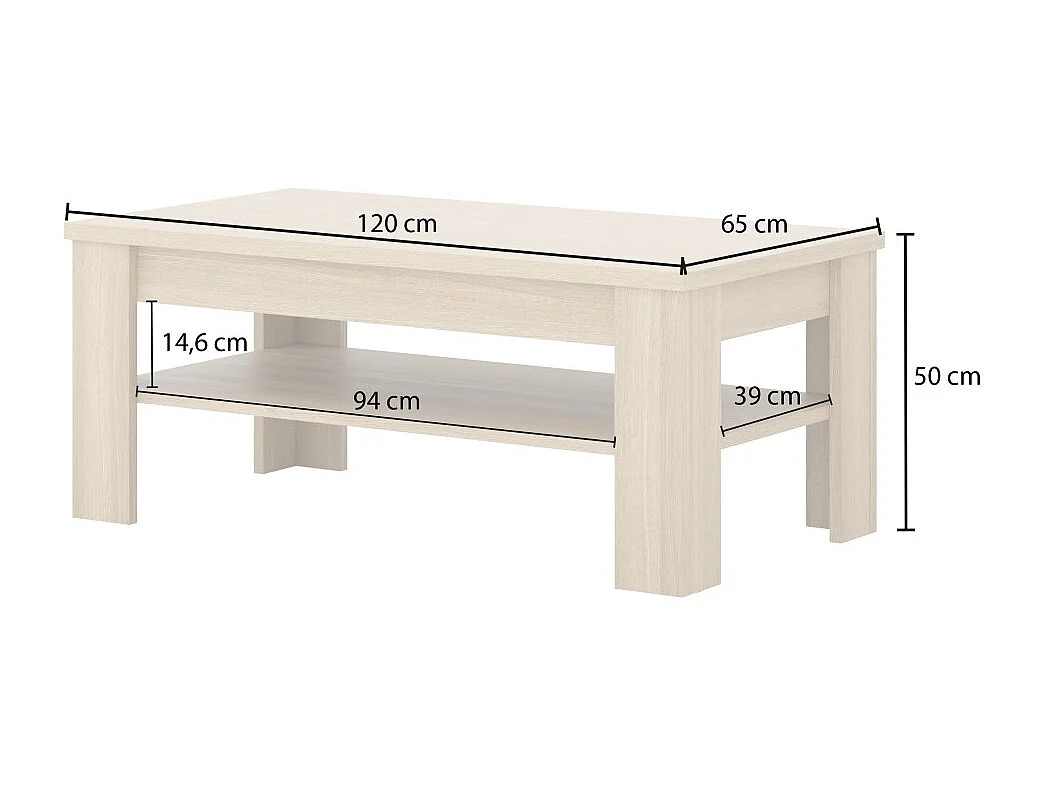 Mesa de centro COPA – 120x50x65 cm – Carvalho elegante – Design escandinavo