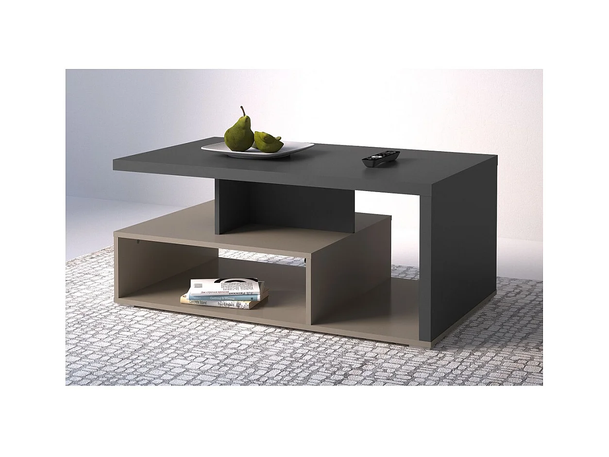 Mesa de centro NESS – Tampo 100 x 60 cm – Acabamento Congo e antracite – Design moderno