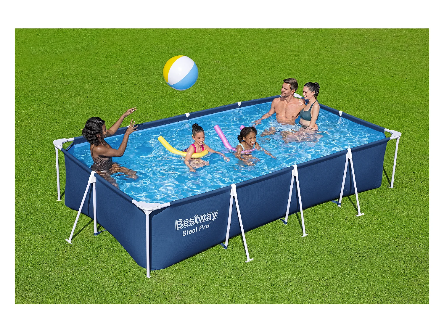 Piscine Démontable Rectangulaire Bestway Steel Pro 400x211x81 cm avec Filtre à Cartouche de 1.249 l/h Couleur Bleu