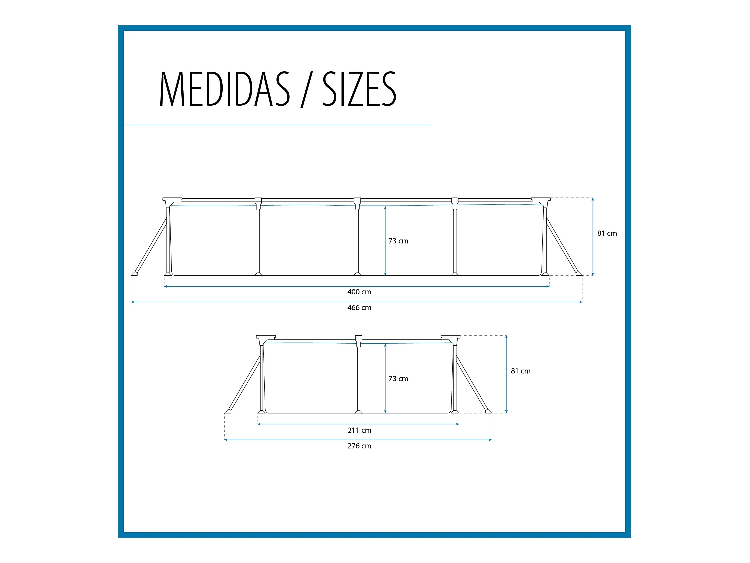 Piscine Démontable Rectangulaire Bestway Steel Pro 400x211x81 cm avec Filtre à Cartouche de 1.249 l/h Couleur Bleu