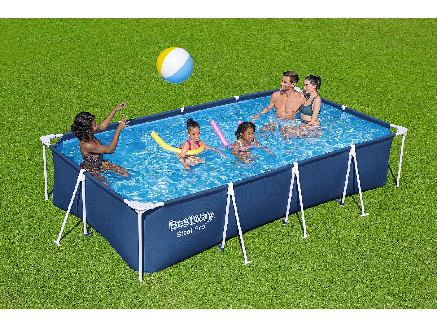 Piscina Fuori Terra Rettangolare Bestway Steel Pro 400x211x81 cm con Pompa Filtro a Cartuccia da 1.249 l/h Colore Blu