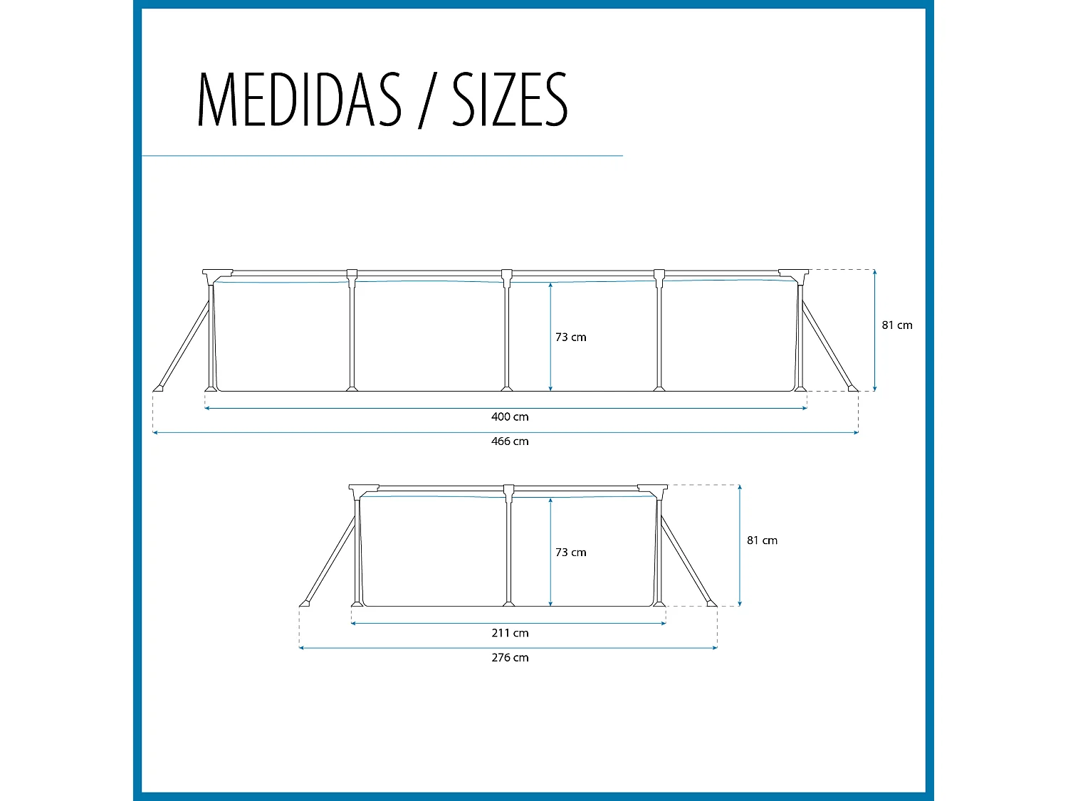 Piscina Fuori Terra Rettangolare Bestway Steel Pro 400x211x81 cm con Pompa Filtro a Cartuccia da 1.249 l/h Colore Blu