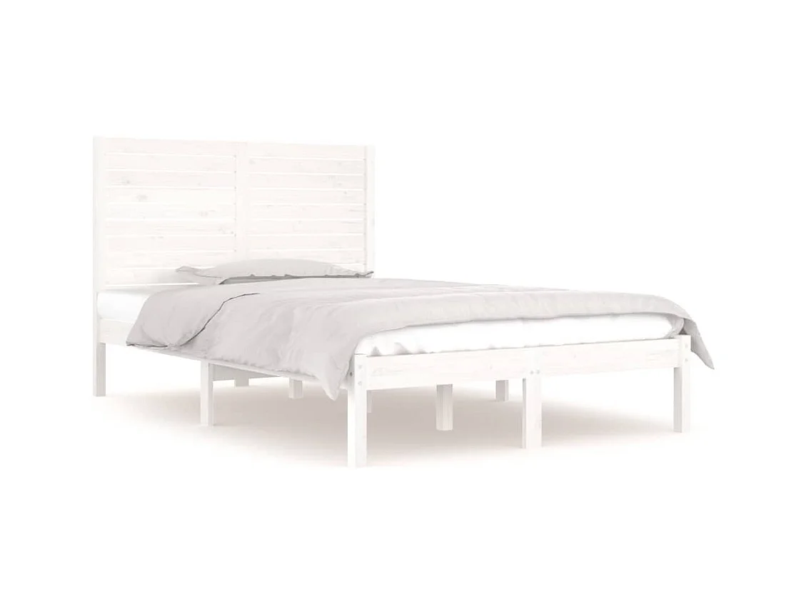 Cadre de lit sans matelas blanc 140x190 cm bois massif