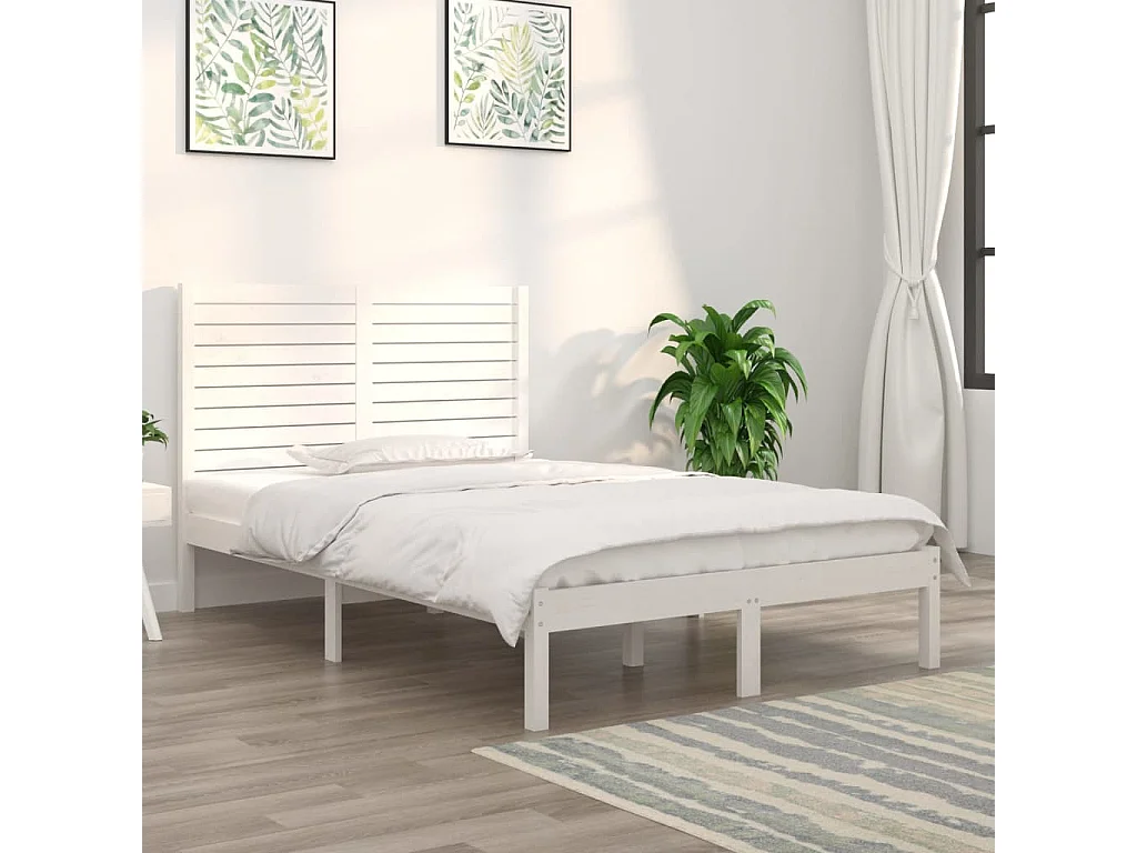 Bedframe massief hout wit 140x190 cm