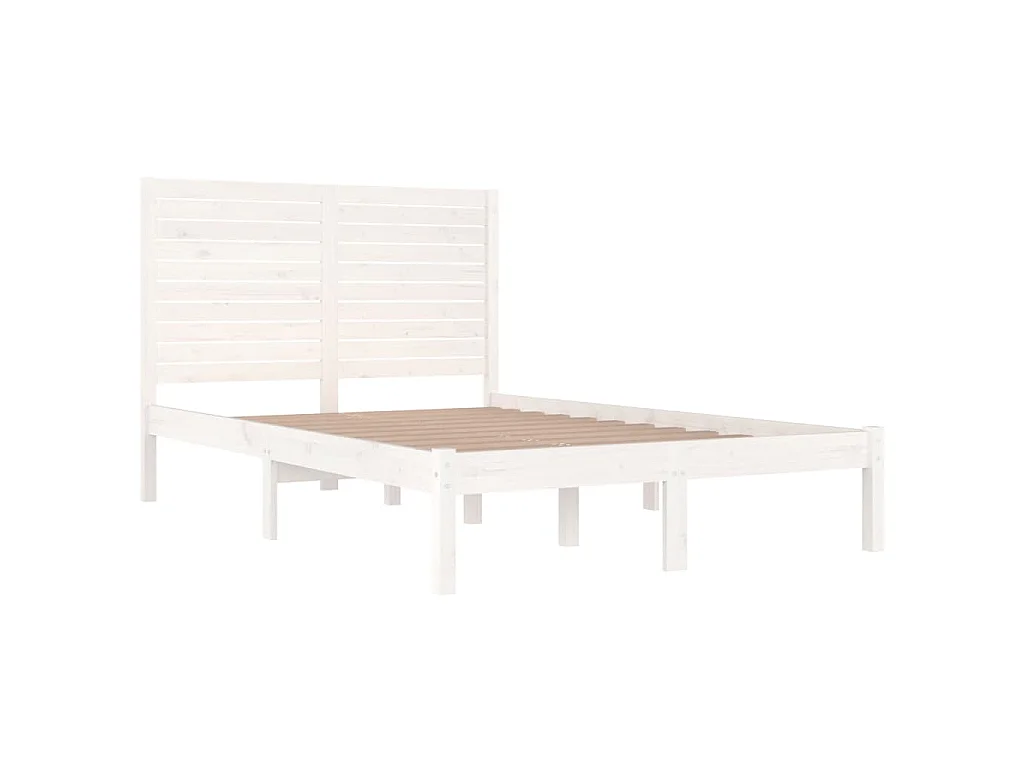 Bedframe massief hout wit 140x190 cm