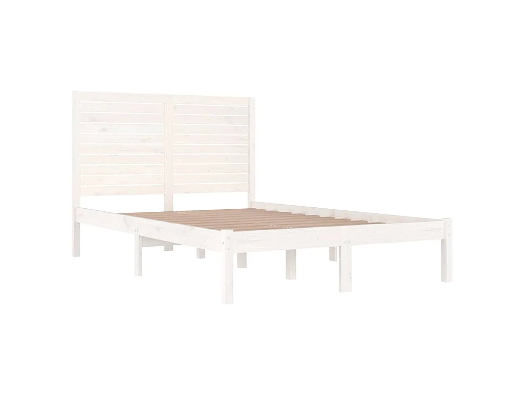 Cadre de lit sans matelas blanc 140x190 cm bois massif