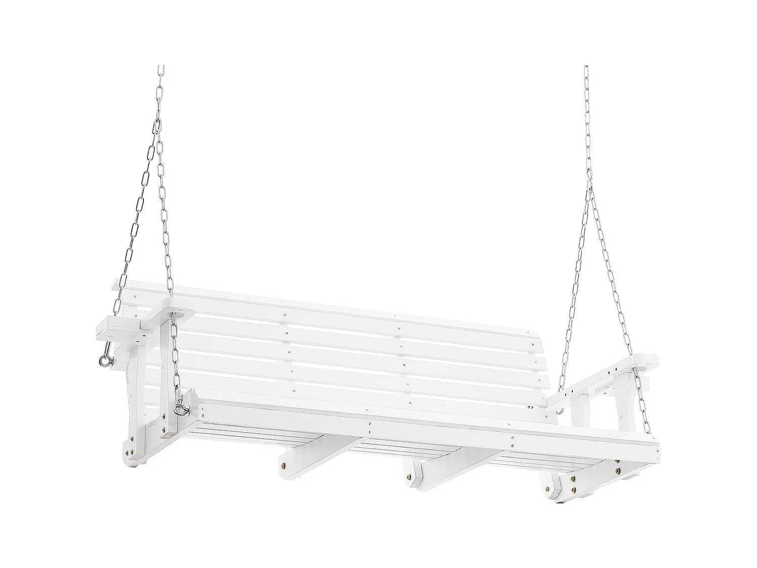 Veranda Schommel SucceBuy, 165 cm Hout, Hangstoel voor Tuin, Patio of Terras,Verbeterd Draagvermogen 400 kg, Wit