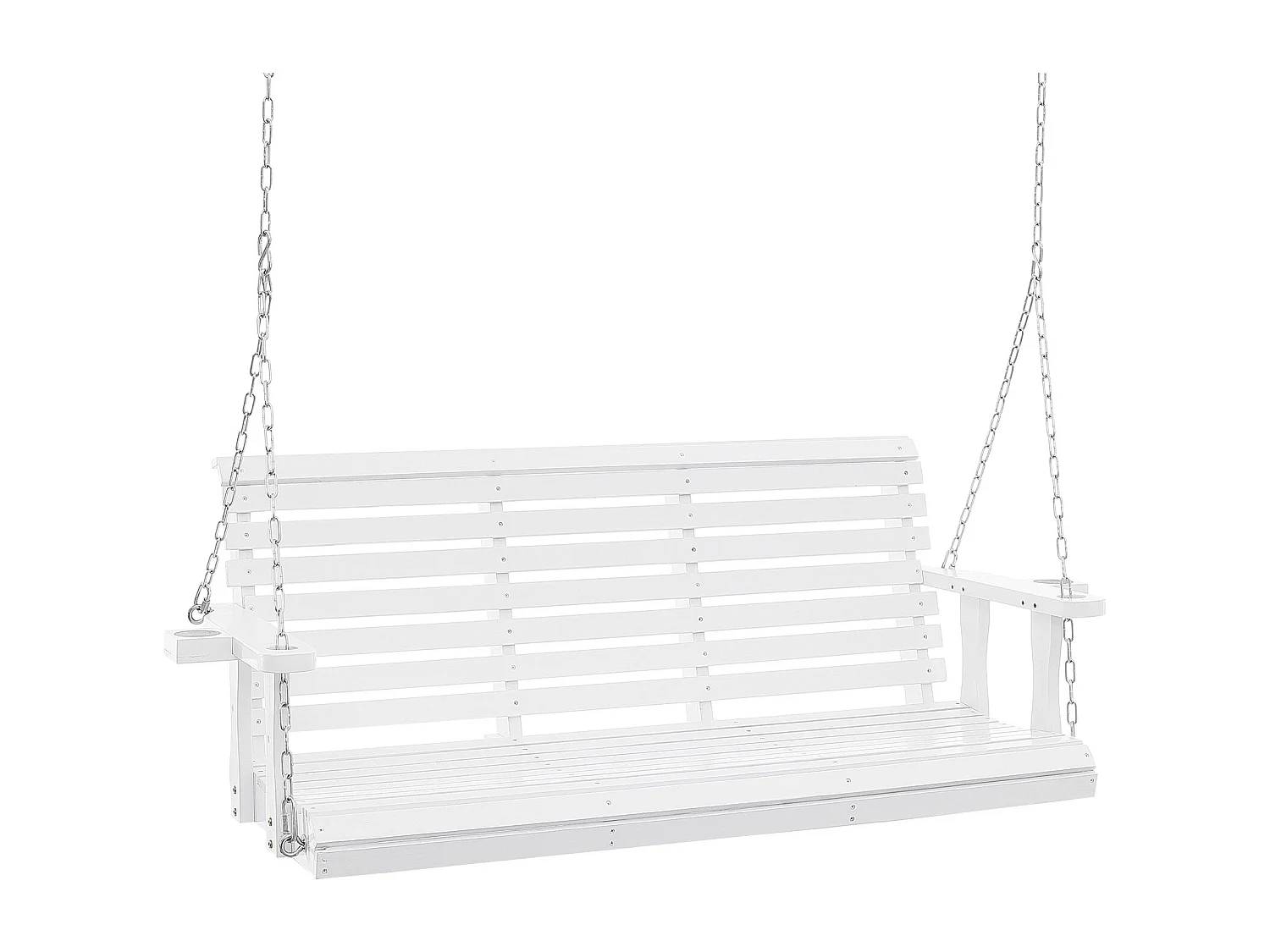 Balançoire de Porche SucceBuy, en Bois de 165 cm, Chaise Suspendue pour Jardin, Patio ou Terrasse, Blanc