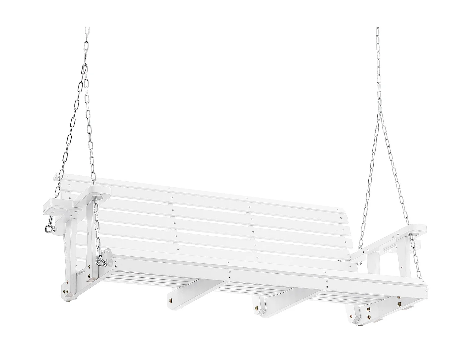 Balançoire de Porche SucceBuy, en Bois de 165 cm, Chaise Suspendue pour Jardin, Patio ou Terrasse, Blanc