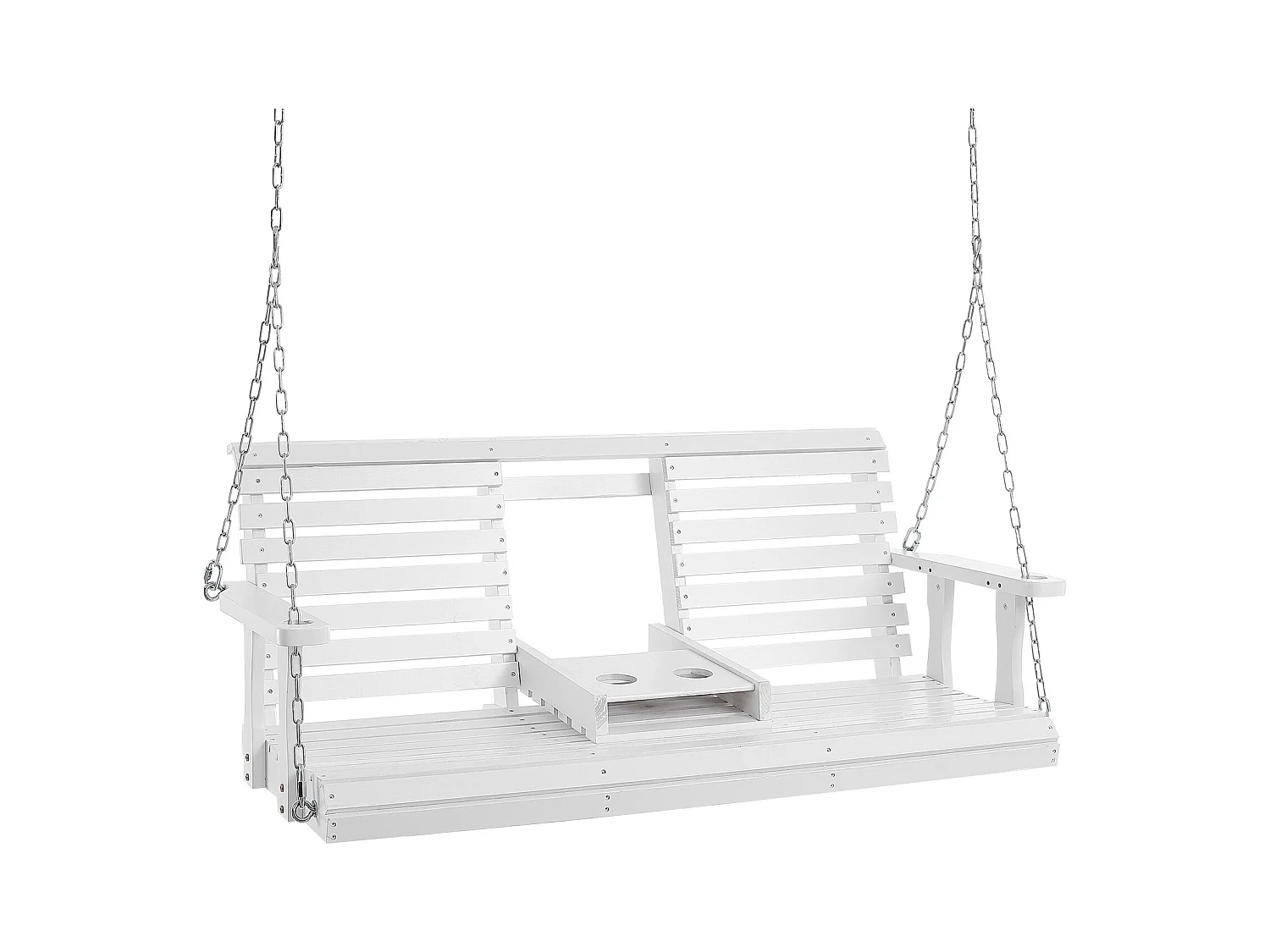 Columpio de Porche SucceBuy, de Madera de 152,4 cm,Silla Suspendida para Jardín, Patio o Terraza, Blanco