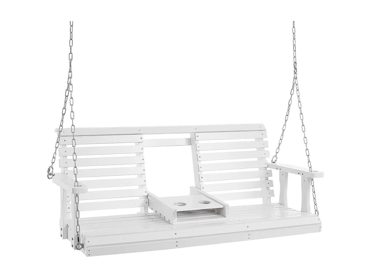 Balançoire de Porche SucceBuy, en Bois de 152,4 cm, Chaise Suspendue pour Jardin, Patio ou Terrasse, Blanc