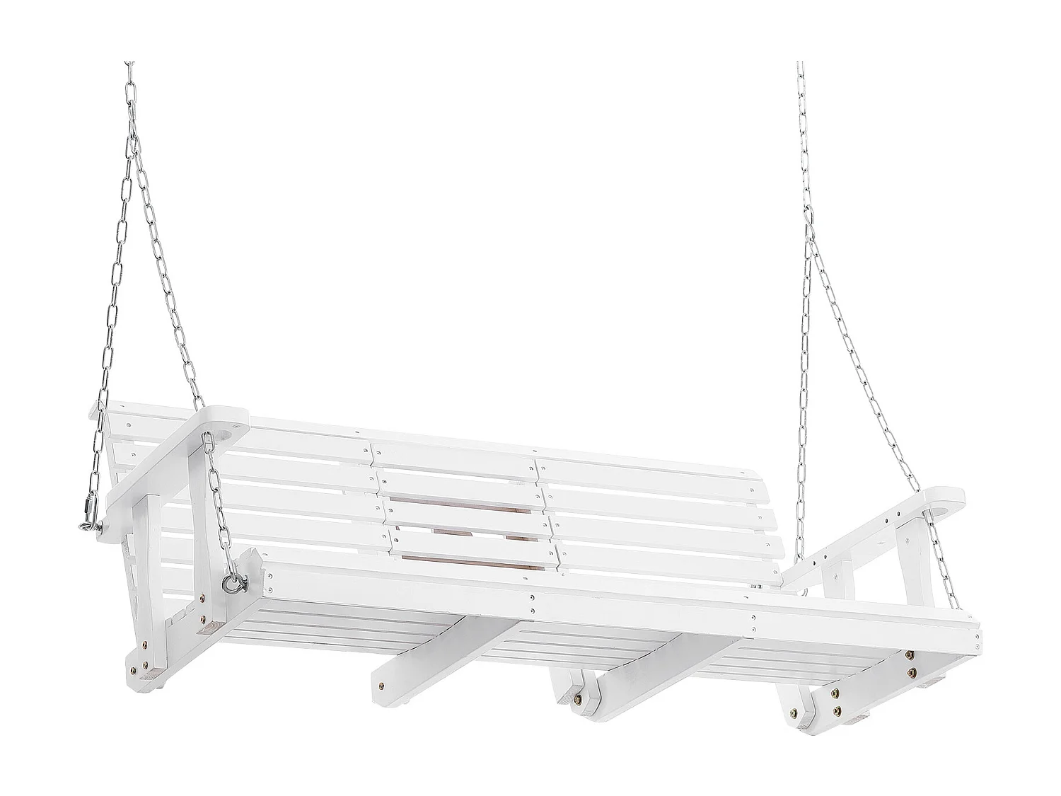 Balançoire de Porche SucceBuy, en Bois de 152,4 cm, Chaise Suspendue pour Jardin, Patio ou Terrasse, Blanc