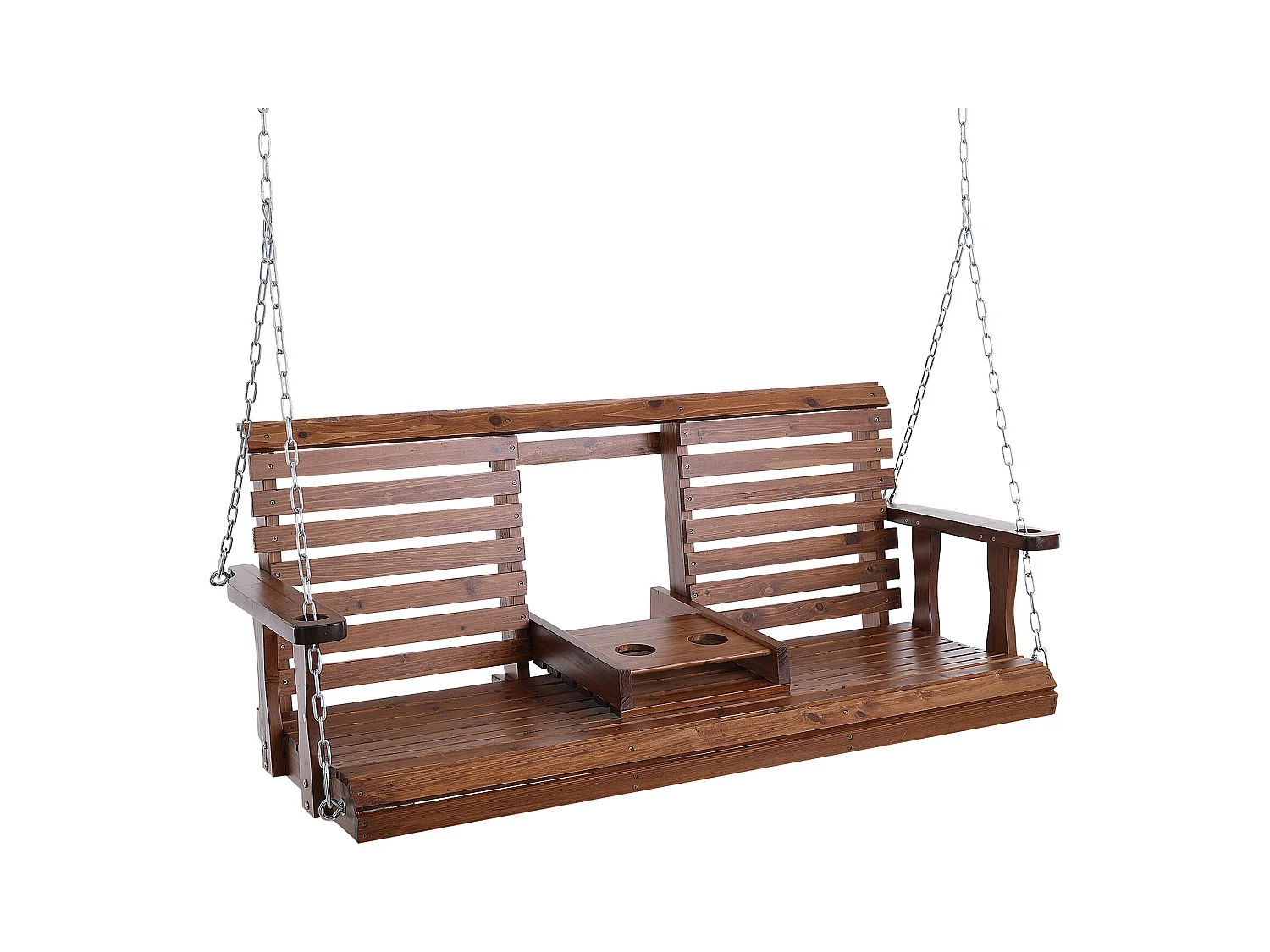 Balançoire de Porche SucceBuy, en Bois de 152,4 cm, Chaise Suspendue pour Jardin, Patio ou Terrasse, Marron