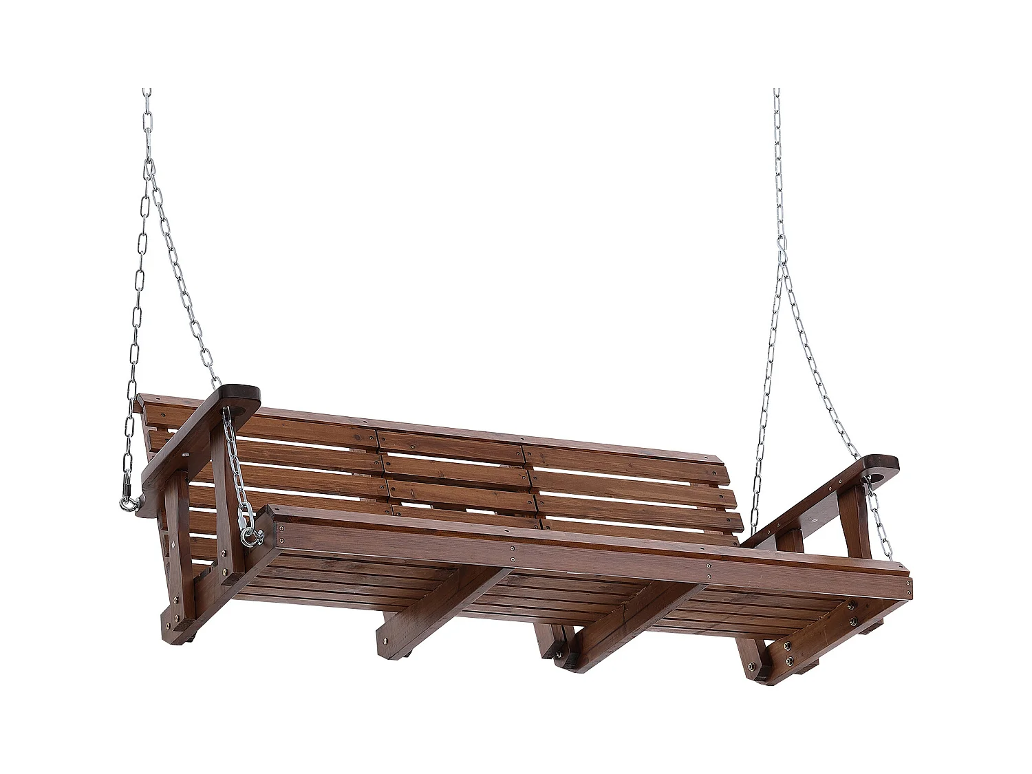 Balançoire de Porche SucceBuy, en Bois de 152,4 cm, Chaise Suspendue pour Jardin, Patio ou Terrasse, Marron