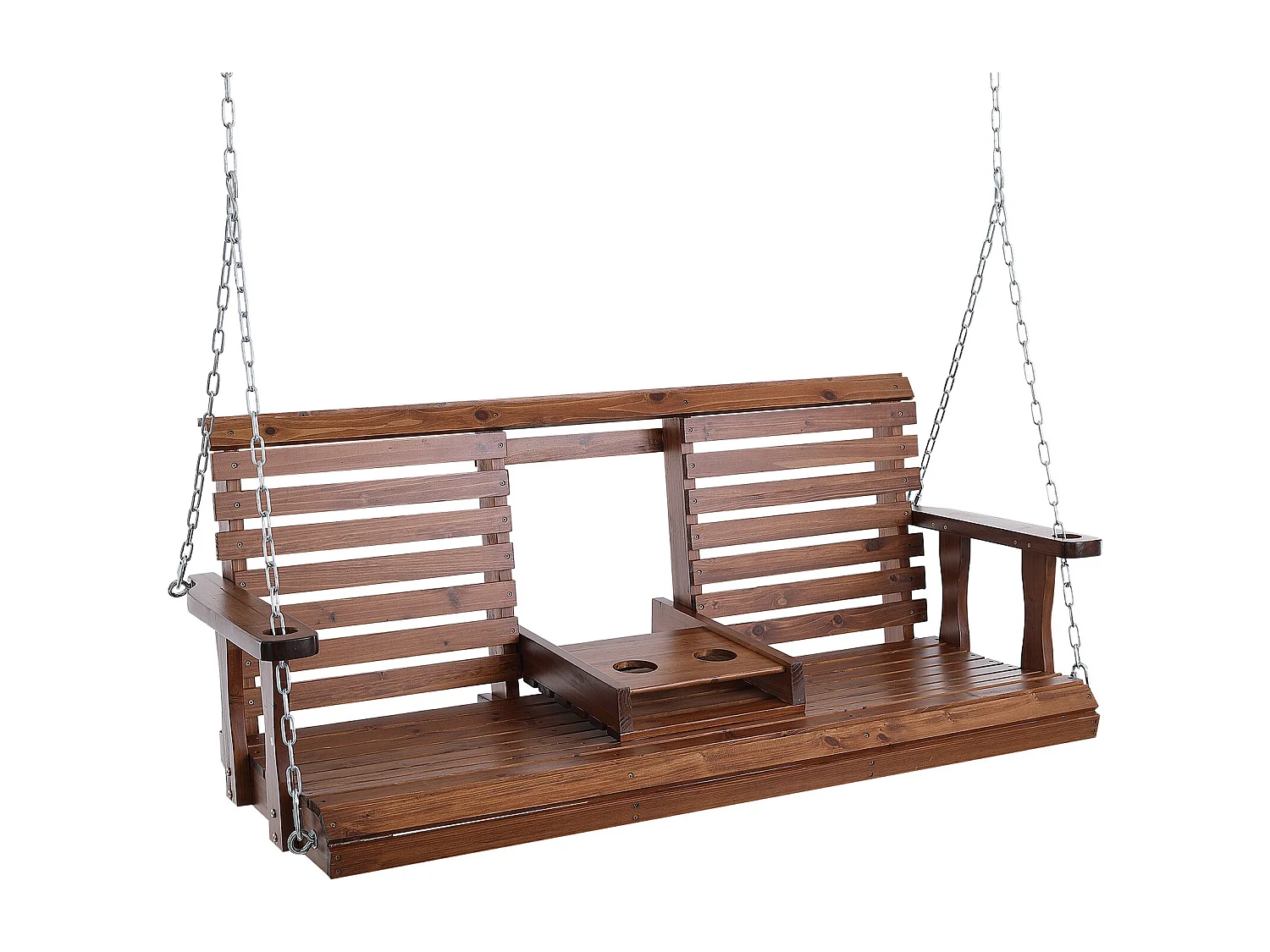 Balançoire de Porche SucceBuy, en Bois de 152,4 cm, Chaise Suspendue pour Jardin, Patio ou Terrasse, Marron