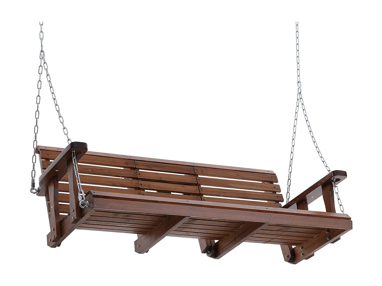 Balançoire de Porche SucceBuy, en Bois de 152,4 cm, Chaise Suspendue pour Jardin, Patio ou Terrasse, Marron