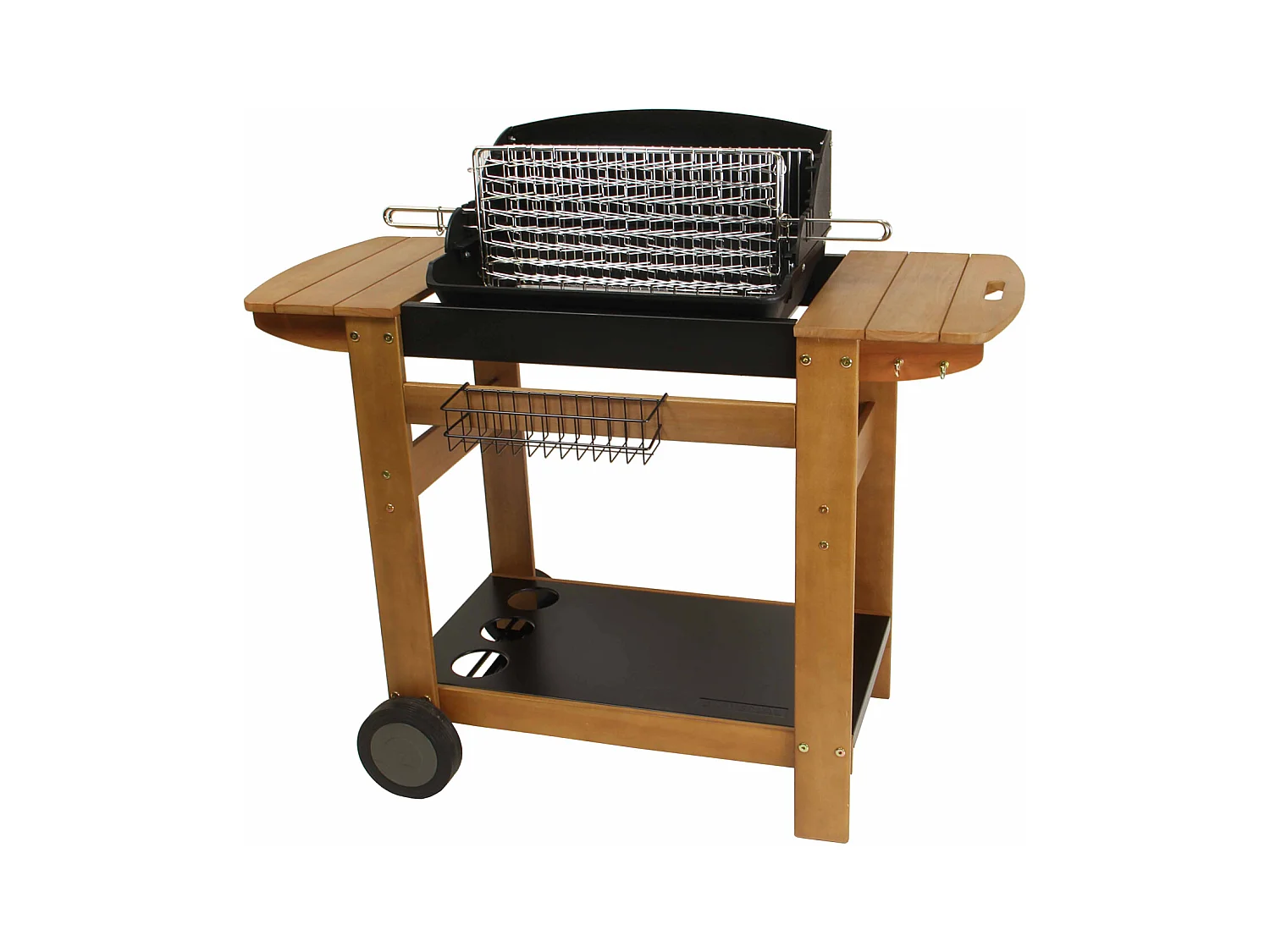 Barbecue au charbon + chariot bois, SENLIS - SOMAGIC