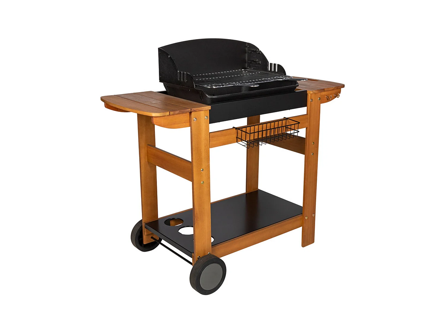 Barbecue au charbon + chariot bois, SENLIS - SOMAGIC