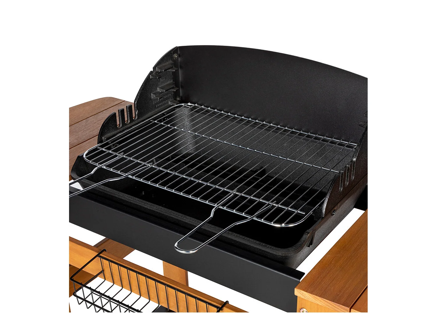 Barbecue au charbon + chariot bois, SENLIS - SOMAGIC