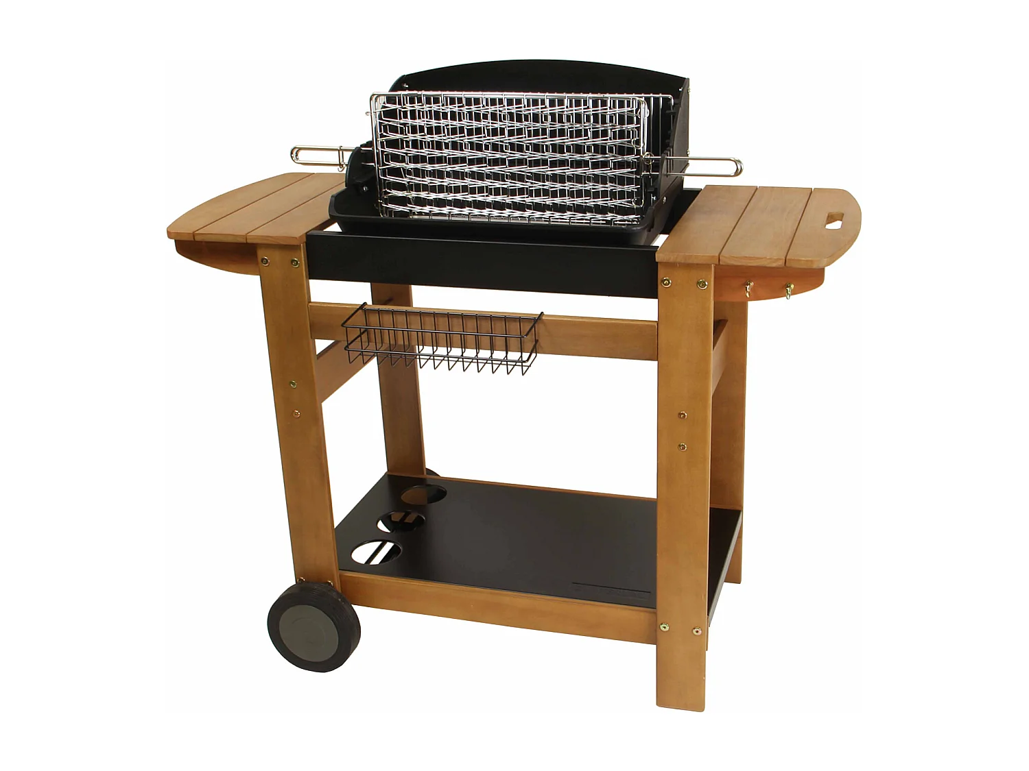 Barbecue au charbon + chariot bois, SENLIS - SOMAGIC