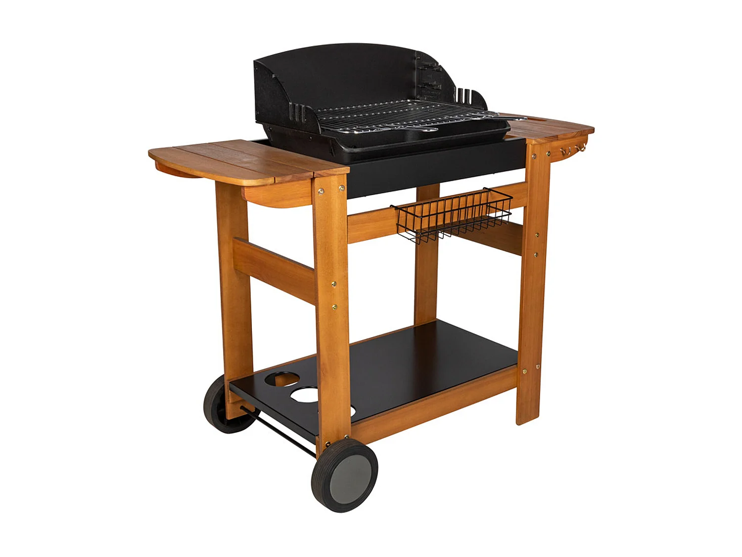 Barbecue au charbon + chariot bois, SENLIS - SOMAGIC