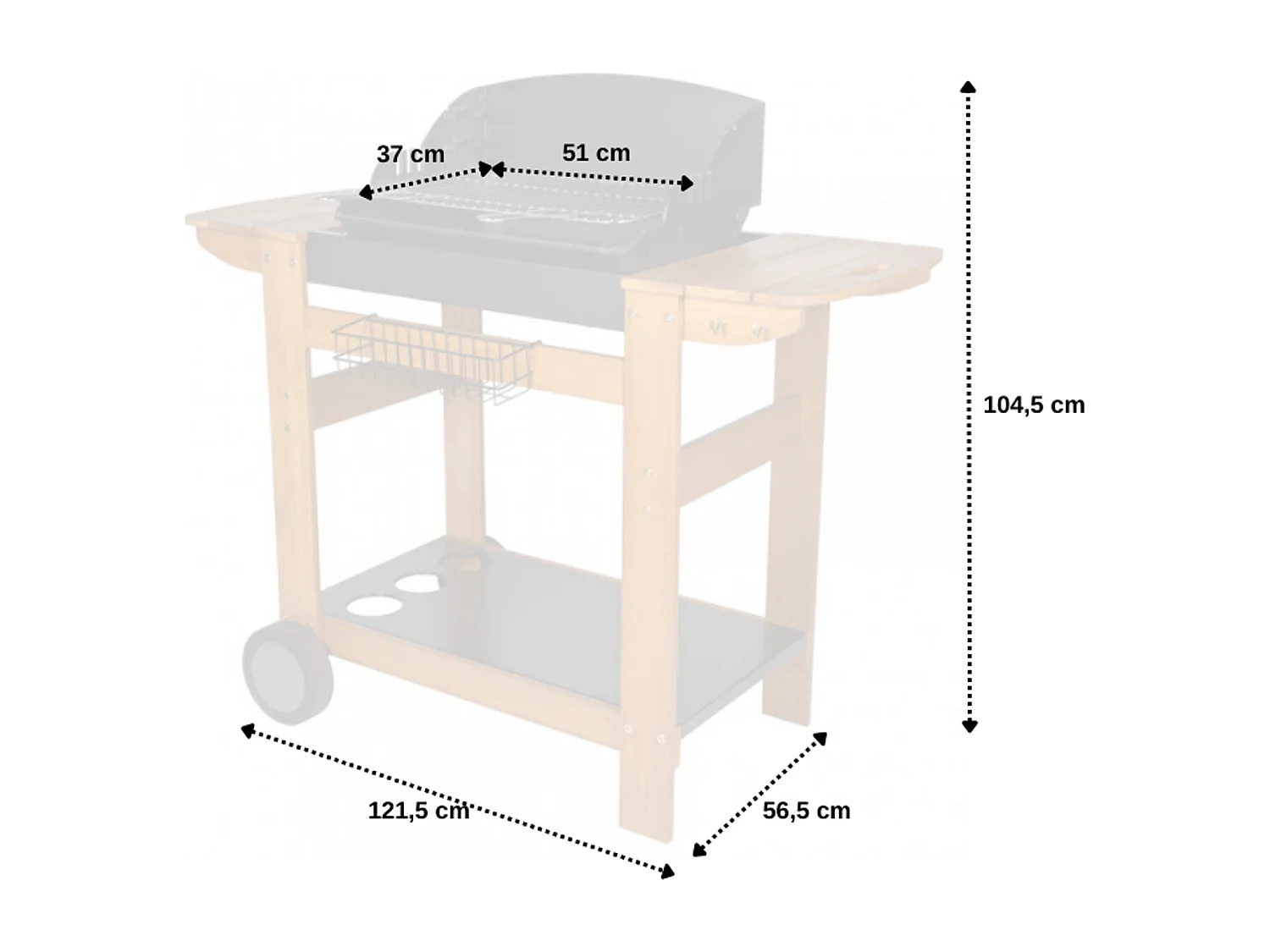 Barbecue au charbon + chariot bois, SENLIS - SOMAGIC