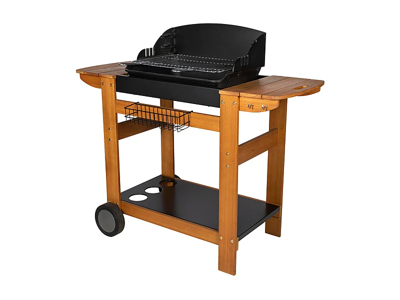 Houtskoolbarbecue + houtkar, SENLIS