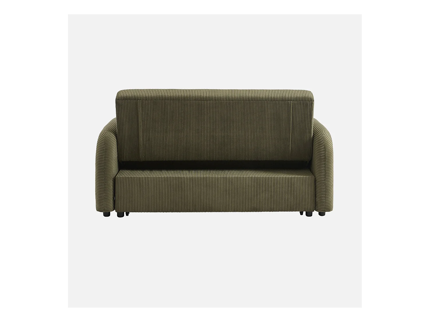 Sofá cama redondeado de pana fina, 2 plazas verde kaki