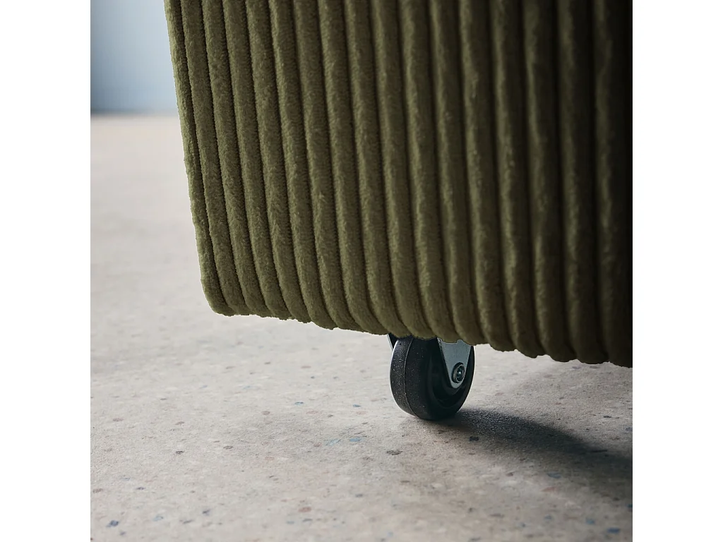 Sofá cama redondeado de pana fina, 2 plazas verde kaki