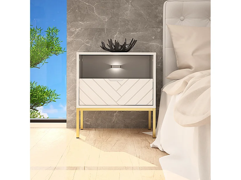 Chevet 1 tiroir Daria Blanc