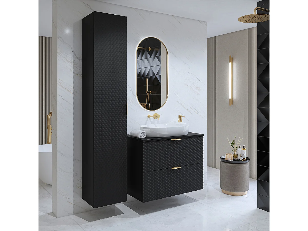 80 cm badmeubel en zuilenset Cléa Zwart