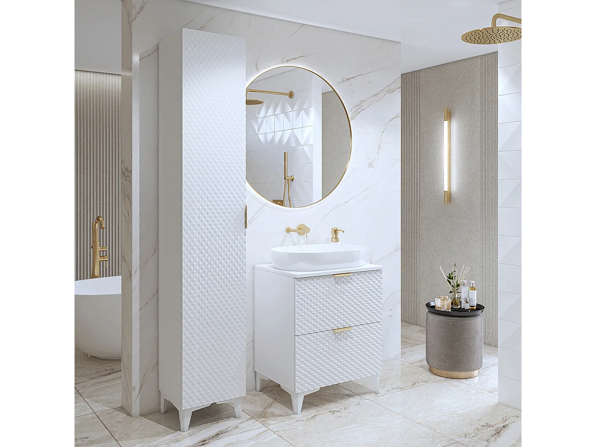 60 cm badmeubel en zuilenset Cléa Wit