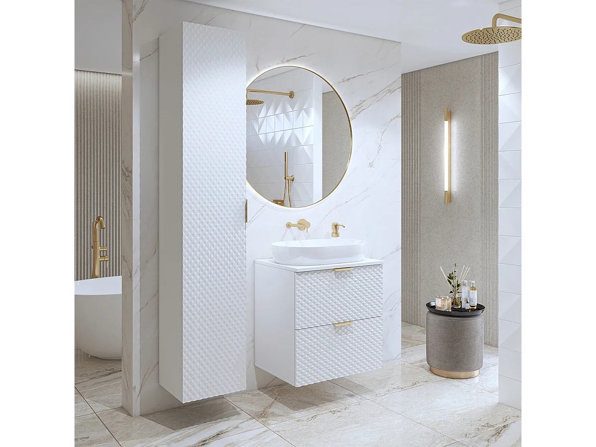 60 cm badmeubel en zuilenset Cléa Wit