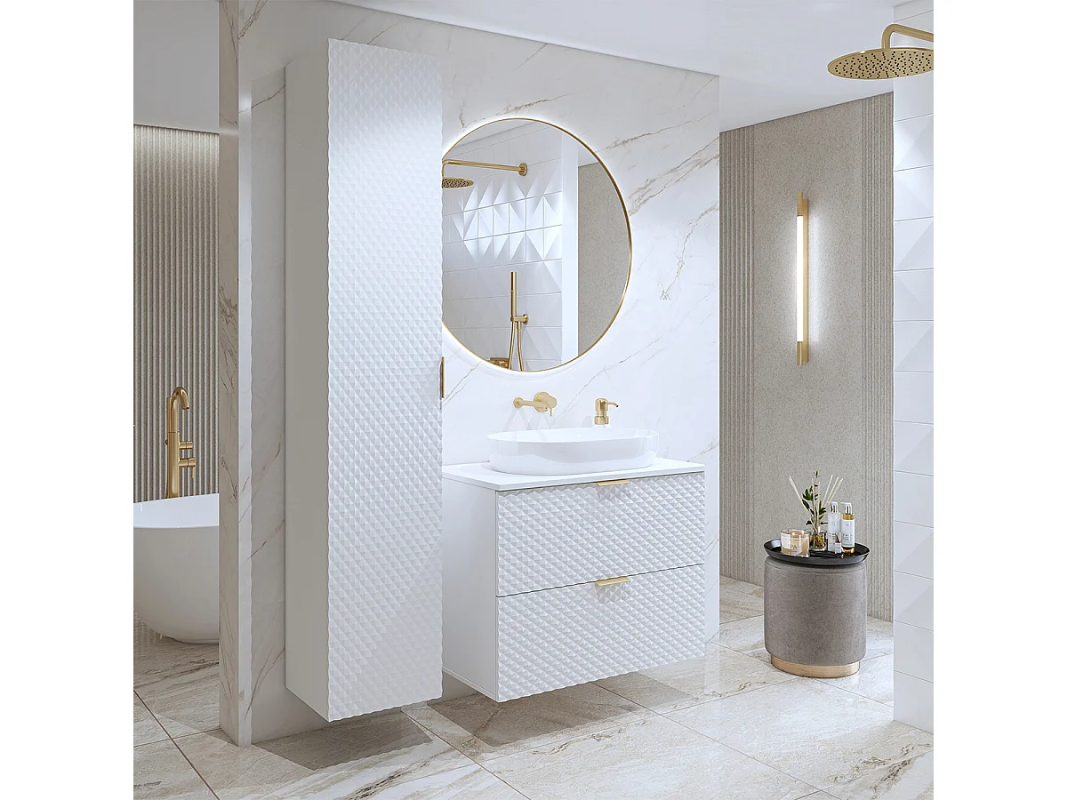 80 cm badmeubel en zuilenset Cléa Wit