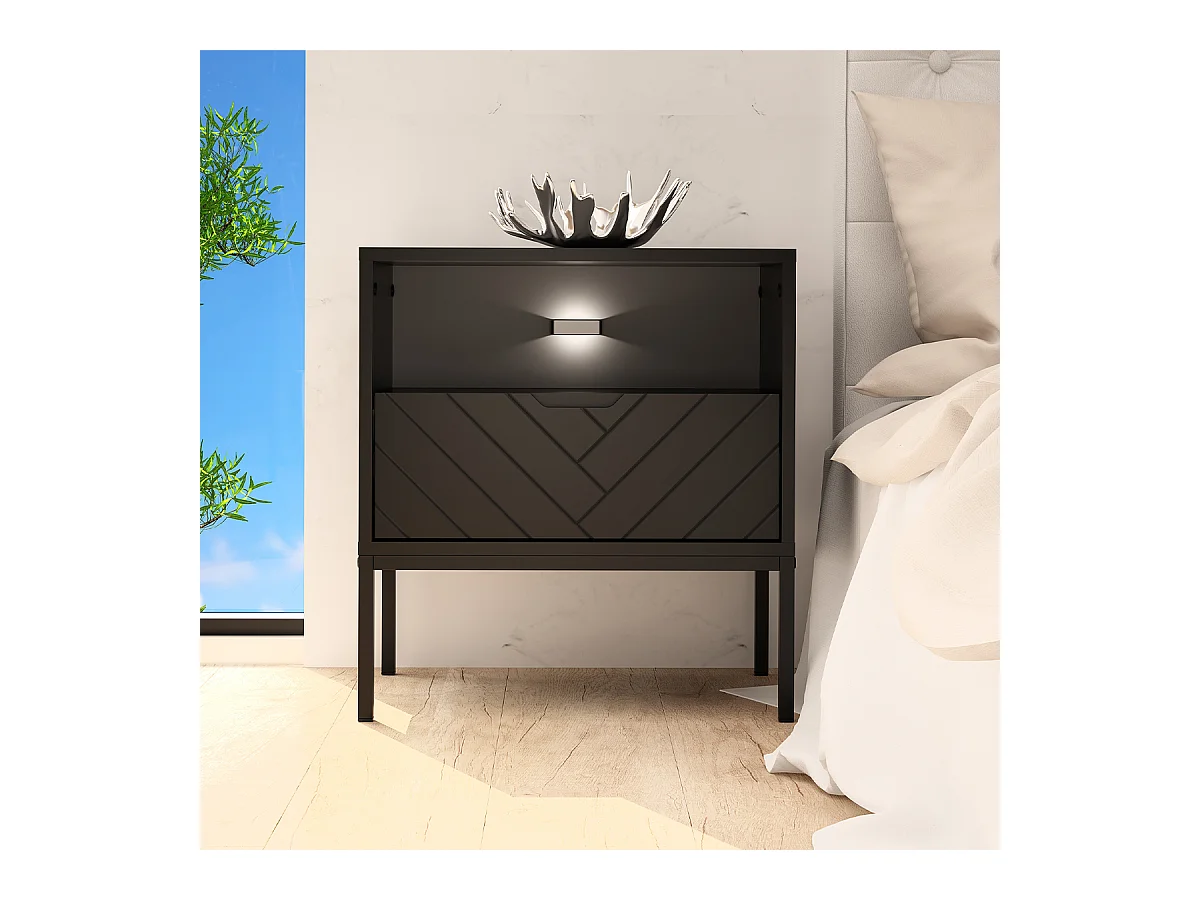 Chevet 1 tiroir Daria Noir